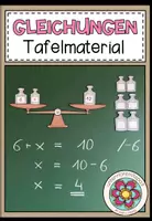 Vorschau - Präsentationen/Tafelbilder - Gleichungen lösen – Tafelmaterial mit Waage | 5. Klasse - Deckblatt