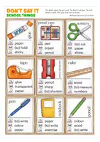 Vista previa - Juegos / Gamificación - Don't say it School things Inglés - página 1
