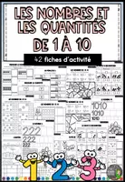 Aperçu - Feuilles d'exercices - Les nombres et les quantités de 1 à 10 - 42 fiches dáctivité - Page de couverture