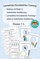 Vorschau - Arbeitsblätter - Lernwörter/ Grundwörter: Stationsschilder und Trainingspläne (Klasse 1-4) - Seite 1