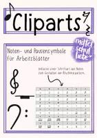 Vorschau - selbst erstellte Cliparts/Grafiken - Schriftart "Notenliebe" und 20 Cliparts für den Musikunterricht - Deckblatt