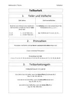 Vorschau - Merkblätter - Teilbarkeitsregeln - Deckblatt
