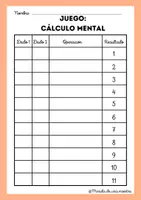 Vista previa - Juegos / Gamificación - JUEGO: CÁLCULO MENTAL (PARA JUGAR CON DADOS) - Portada