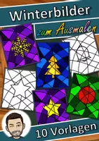 Vorschau - Mal- und Bastelvorlagen - Abstrakte Winterbilder - Winter-Bilder zum Ausmalen - Winterkunst - Klassenzimmerdekoration - Fensterbilder - Ausmalbilder - Deckblatt