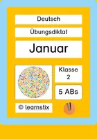 Vorschau - Arbeitsblätter - D | Kl. 2 | Übungsdiktat Januar | Übungen | 5 ABs - Deckblatt