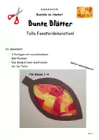 Vorschau - Mal- und Bastelvorlagen - Kunst: Bunte Herbstblätter (Fensterdeko) - Deckblatt