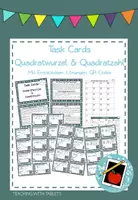 Vorschau - Aufgabenkarten - Task Cards Quadratzahlen und Quadratwurzeln - Deckblatt
