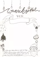 Vorschau - Mal- und Bastelvorlagen - Wunschzettel für Weihnachten - schwarz weiß - Deckblatt