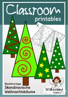 Vorschau - Mal- und Bastelvorlagen - Skandinavische Weihnachtsbäume basteln Advent - Deckblatt
