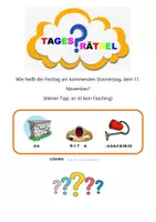Vorschau - Spiele - TAGESRÄTSEL - Wie heißt der kommende Festtag? - Deckblatt