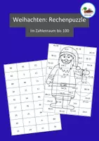 Vorschau - Arbeitsblätter - Rechnen: Weihnachtsmann: Rechenpuzzle (Zahlenraum bis 100) - Deckblatt