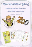Vorschau - Arbeitsblätter - Rechenspaziergang Rechnen rund um die Zehner ZR 100 - in Silbenschrift & Lösung - Deckblatt