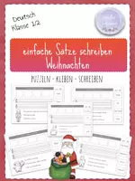 Vorschau - Arbeitsblätter - 🎅🏼einfache Sätze schreiben I puzzeln I Weihnachten - Deckblatt
