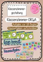 Vorschau - Poster - Karten zur Klassenzimmer-Strukturierung - Aufgabe vor Unterrichtsbeginn und Hausaufgaben - Deckblatt