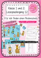 Vorschau - Arbeitsblätter - 1. Klasse: Lesespaziergang 12 - P und p - Komm wir finden einen Piratenschatz - in Grundschrift UND Druckschrift (Frohes Lernen) - Deckblatt