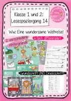 Vorschau - Arbeitsblätter - 1. Klasse: Lesespaziergang 14 - W und w: Weltreise im Wohnzimmer in Druckschrift UND Grundschrift (Jahrgangsmischung) - Deckblatt