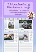 Aperçu - Feuilles d'exercices - Décrire une image: les animaux, feuilles de travail (éditable) - (allemand-français) - Page de couverture