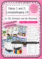 Vorschau - Arbeitsblätter - 1. Klasse: Lesespaziergang 24 - ck: Die Schnecke und der Buckelwal Grundschrift UND Druckschrift Jahrgangsmischung - Deckblatt