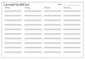 Vorschau - Arbeitsblätter - Wochenhausaufgabe Lernwörterdiktat - Deckblatt