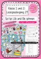 Vorschau - Arbeitsblätter - 1. Klasse: Lesespaziergang 29 - Sp und sp: Lilo und Ole spinnen Grundschrift UND Druckschrift Jahrgangsmischung - Deckblatt
