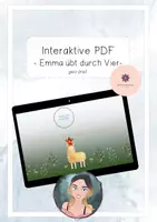 Vorschau - Interaktives Material - Emma und Milo üben durch Vier - interaktive PDF zum Einmaleins - Deckblatt