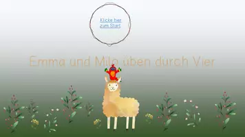 Vorschau - Interaktives Material - Emma und Milo üben durch Vier - interaktive PDF zum Einmaleins - Seite 1