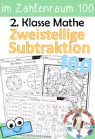 Vorschau - Arbeitsblätter - Zweistellige Subtraktion mit ZÜ - Zahlenraum 100 - Arbeitsblätter und Spiele - Deckblatt