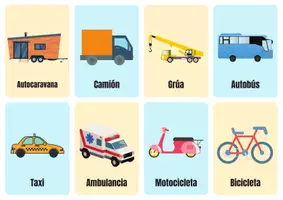 Aperçu - Cartes / Images - Flashcards de moyens de transport en espagnol! - Page 1