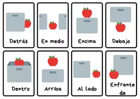 Aperçu - Cartes / Images - Prépositions des flashcards de lieu en espagnol! - Page 1