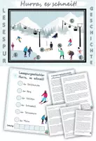Vorschau - Arbeitsblätter - Lesespurgeschichte "Hurra, es schneit!" Leseanfänger Level 0 DaZ / Deutsch - Deckblatt