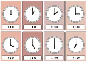 Aperçu - Cartes / Images - Flashcards The time (Anglais/Espagnol) - Page 1