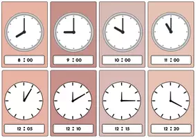 Aperçu - Cartes / Images - Flashcards The time (Anglais/Espagnol) - Page 2