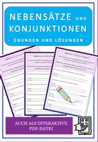Vorschau - Arbeitsblätter - Deutsch: Nebensätze und Konjunktionen - interaktiv - Deckblatt