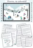 Vorschau - Arbeitsblätter - Lesespurgeschichte "Hurra, es schneit! 5fach Differenzierung DaZ / Deutsch - Deckblatt