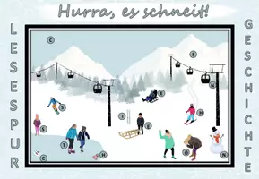Vorschau - Arbeitsblätter - Lesespurgeschichte "Hurra, es schneit!" Level 4 DaZ / Deutsch - Seite 1