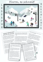 Vorschau - Arbeitsblätter - Lesespurgeschichte "Hurra, es schneit!" Level 4 DaZ / Deutsch - Deckblatt