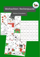 Vorschau - Arbeitsblätter - Mathe: Rechenpuzzle: Kleines Einmaleins: Weihnachten: Schneemann - Deckblatt