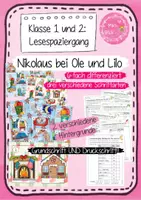 Vorschau - Arbeitsblätter - 2. Klasse: Lesespaziergang Winter - Nikolaus bei Lilo und Ole in Grundschrift UND Druckschrift UND AW Straight - Deckblatt