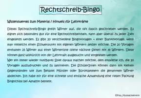 Vorschau - Spiele - Rechtschreib-Bingo (mit 20 verschiedenen Vorlagen) - Seite 1