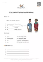 Aperçu - Feuilles d'exercices - Deutschfuchs A1 - 6 - Mina und Amin kommen aus Afghanistan. - Page de couverture