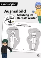 Vorschau - Arbeitsblätter - Kleidung im Herbst – Verkehrserziehung Ausmalbild - Deckblatt