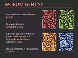 Vorschau - Stundenentwürfe - Kunstprojekt „Op-Art Dreiecke“ – Optische Täuschung mit Buntstiften Schritt für Schritt - Seite 2