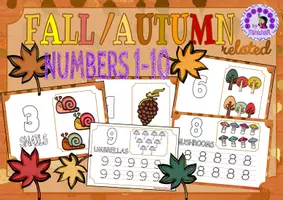 Vista previa - Hojas de trabajo - 1-10 Numbers Pre-Writing Practice -FALL / AUTUMN- - página 1
