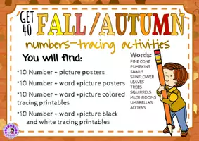 Vista previa - Hojas de trabajo - 1-10 Numbers Pre-Writing Practice -FALL / AUTUMN- - página 2