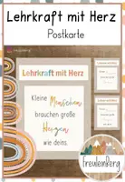 Vorschau - Anderer Materialtyp - Lehrkraft mit Herz - Postkarte - Deckblatt