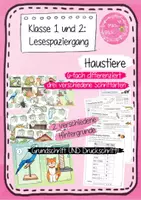 Vorschau - Arbeitsblätter - 2. Klasse: Lesespaziergang Haustiere in Grundschrift UND Druckschrift UND AW Straight - Deckblatt