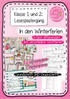 Vorschau - Arbeitsblätter - 2. Klasse: Lesespaziergang Winter - In den Winterferien in Grundschrift UND Druckschrift UND AW Straight - Deckblatt