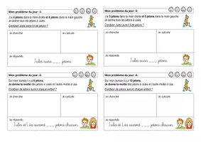 Aperçu - Feuilles d'exercices - Problèmes du jour première série CP - Page 1