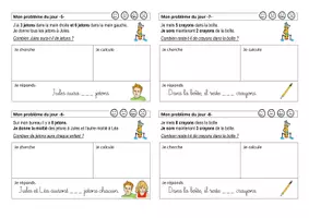 Aperçu - Feuilles d'exercices - Problèmes du jour première série CP - Page 2