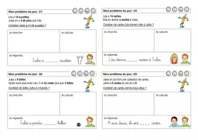 Aperçu - Feuilles d'exercices - Problème du jour deuxième série CP - Page 1